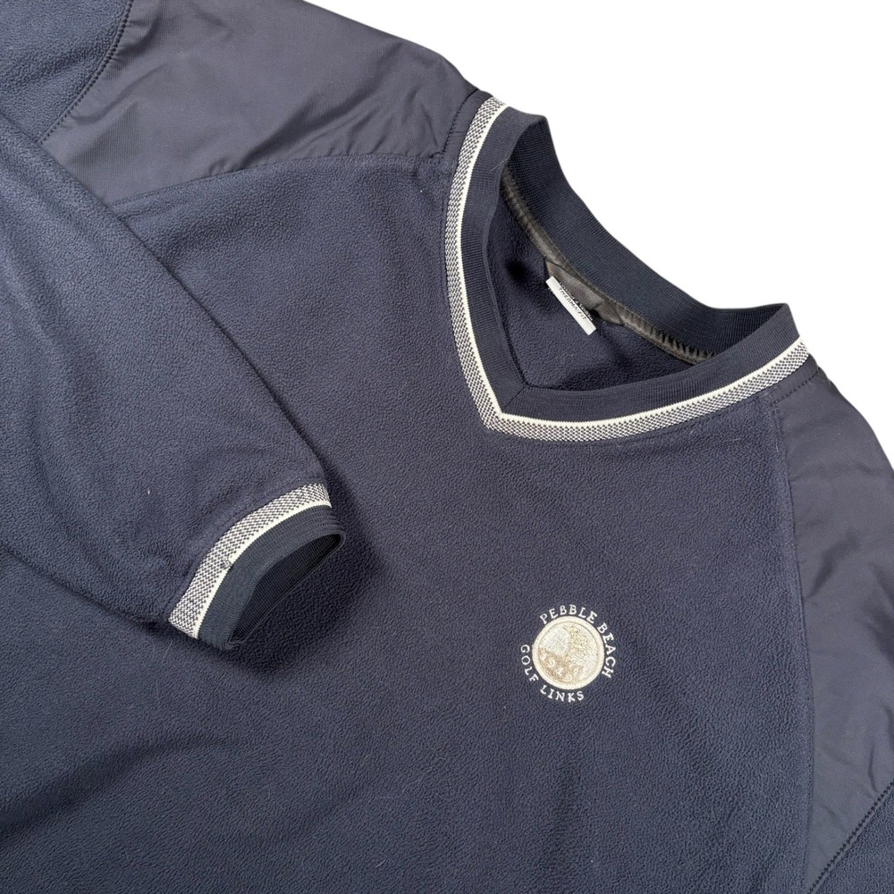 VTG‎ Mens Pebble Beach 90s Golf Therma Fit Fleece Pullover Navy Blue Sz L Warm